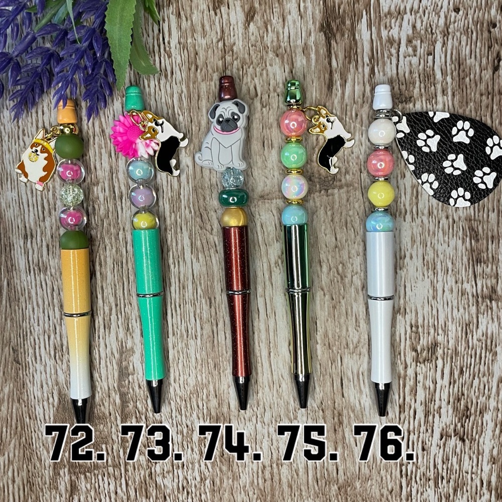 Writing Pen Dog Corgi Pug Artisan Beaded Silicone Gift Custom Handcrafted Office
